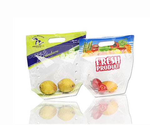 Le sac d'épicerie réutilisable en plastique transparent de LDPE portent des fruits les sachets en plastique clairs avec des poignées
